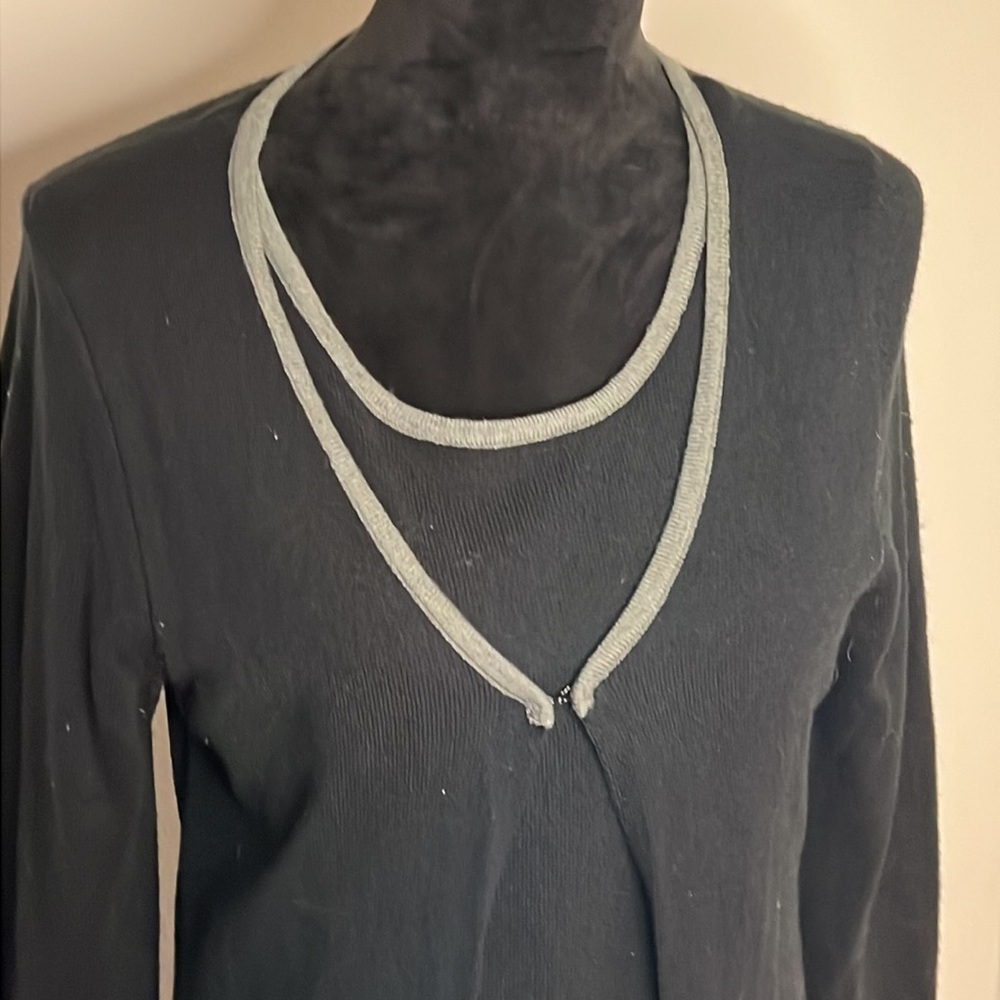 Susan Lawrence Sz M 100% acrylic sweater dress black gray edges - Picture 3 of 7